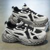 Summer New Mens Designer Distressed Sport Dad's Shoes Fashion Casual Leather Mesh Height Increased Platform Shoes Comfortable