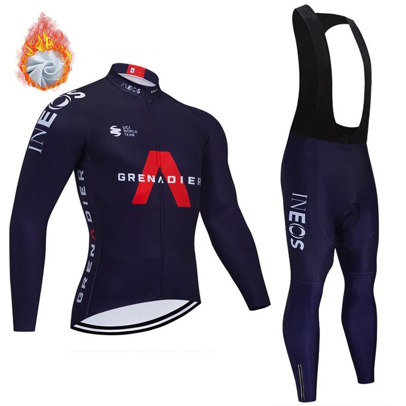 Mens Fleece Cycling Jersey Long Sleeve Winter Thermal Bike Top Road Mountain Biking