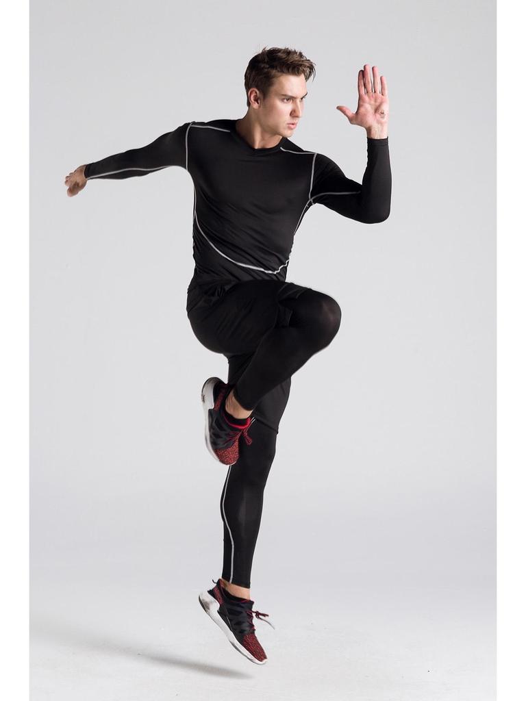 Męski Zestaw Fitnessowy i Biegowy Szybkoschnący 5-częściowy: Oddychający strój do jogi i na siłownię z długim rękawem