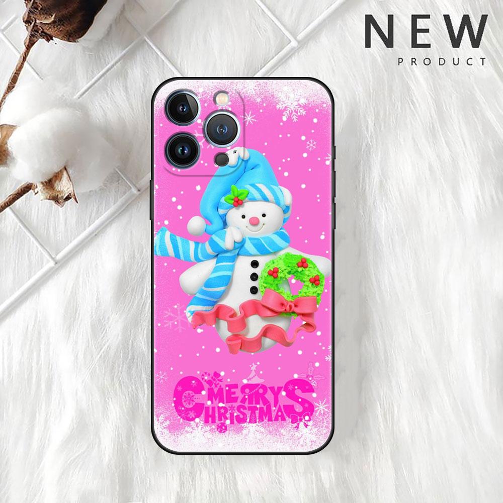 Carcasă de telefon moale cu om de zăpadă de Crăciun pentru iPhone 11 13 Pro Max 12 Mini 7 8 Plus SE 2020 X XS 6 6S 5 5S Funda Silicon spate capac Sac