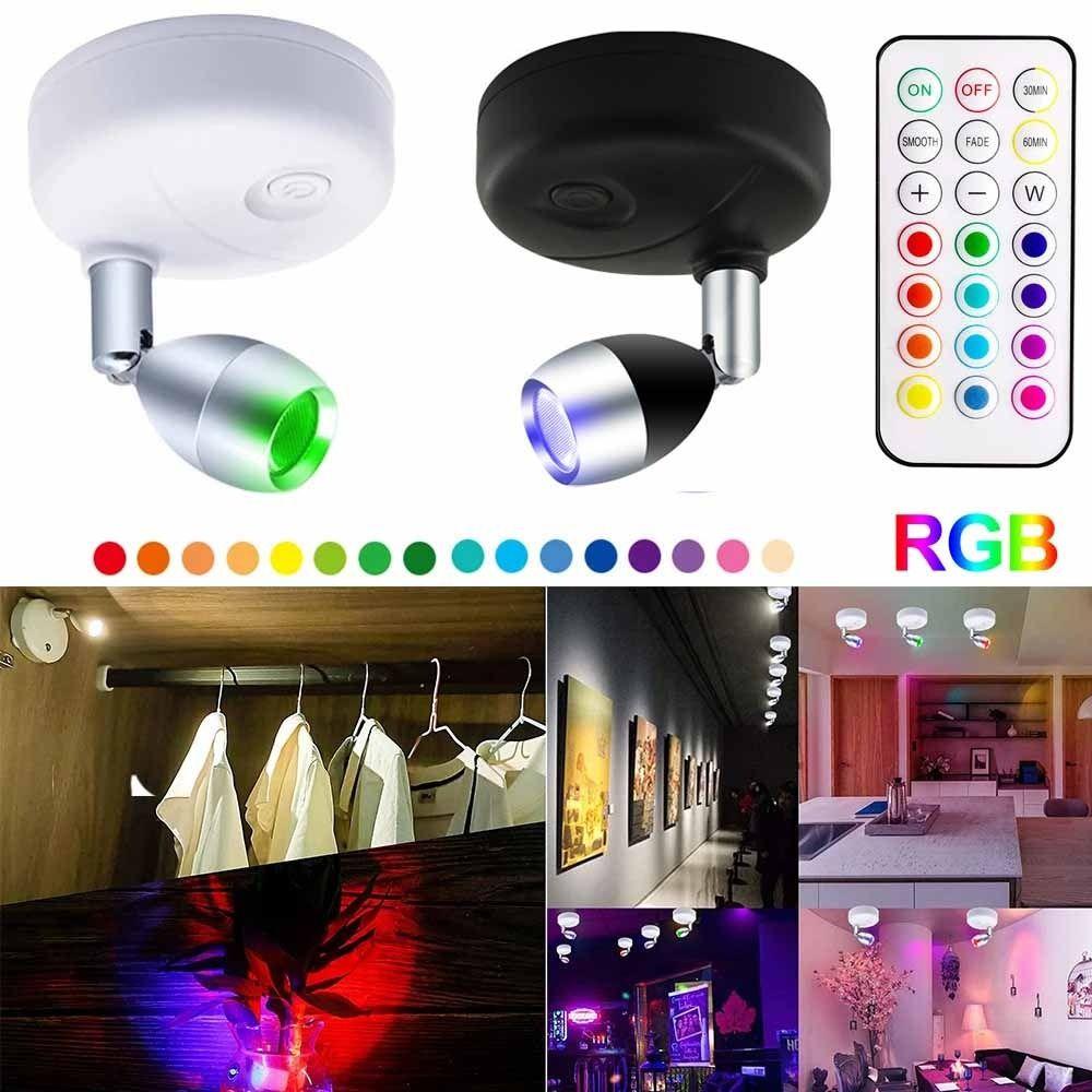 

Adjustable angle Wireless Spotlights Rotatable Wall Lamp Stickable Cabinet Spotlights Hallway 1 White 1 Control