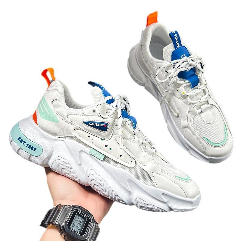 Men's Shoes Are High-end Versatile Casual Teenage Running Travel Sports Thick Soled Height Increasing White Dad Trendy