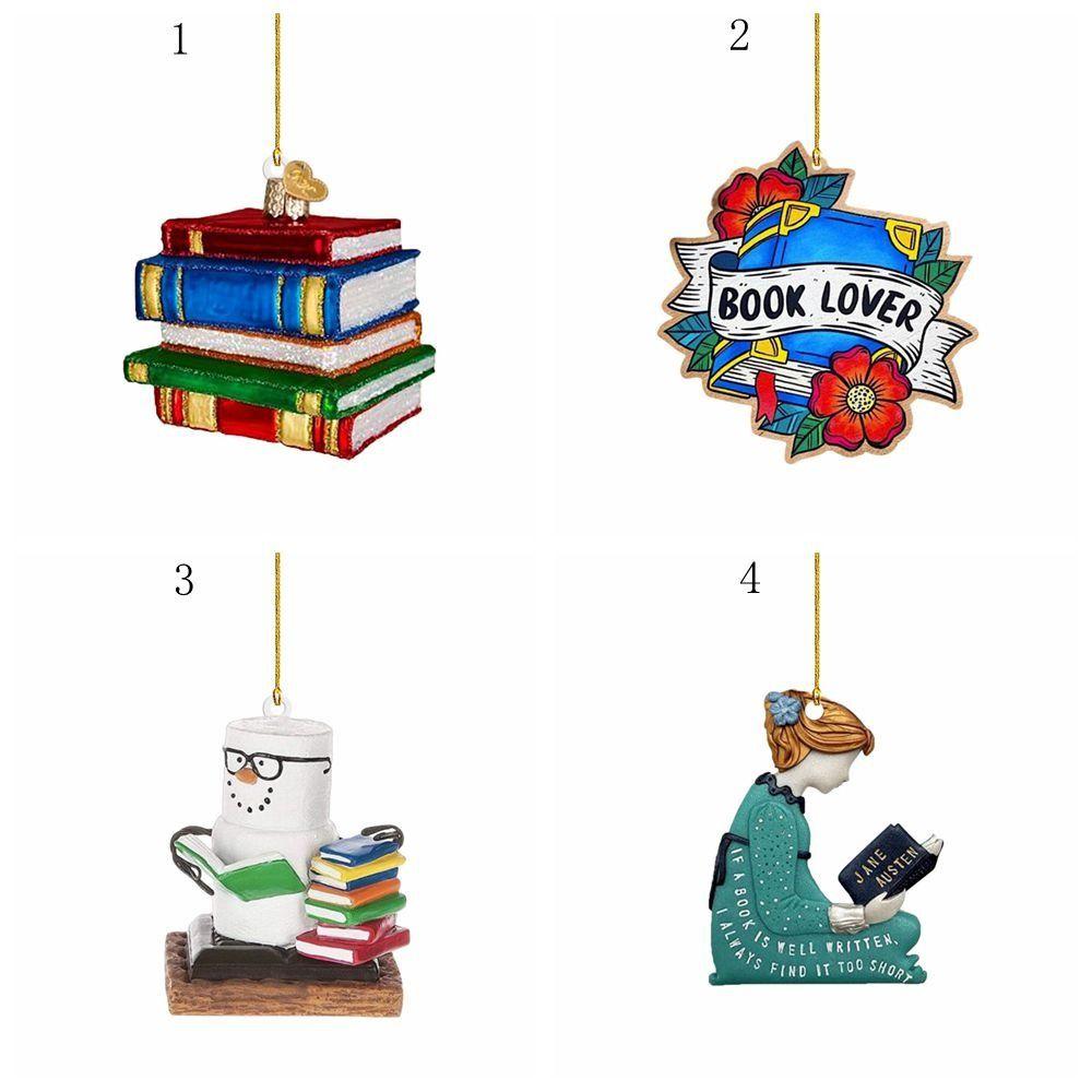 Handmade Stain Book Ornament Acrylic Xmas Book Drop Ornaments Xmas Tree Hanging Pendant  New Year