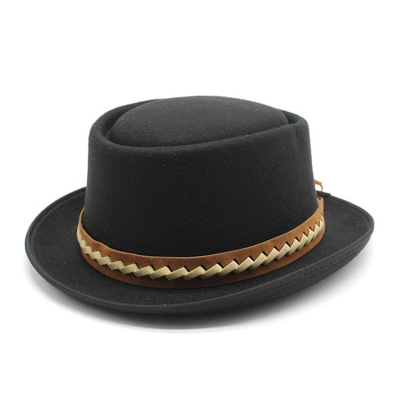 Vintage British Style Bowler Hat Couple Men And Women Gentlemen'S Hat Spring And Autumn Large Flat Brim Woolen Thermal Hat