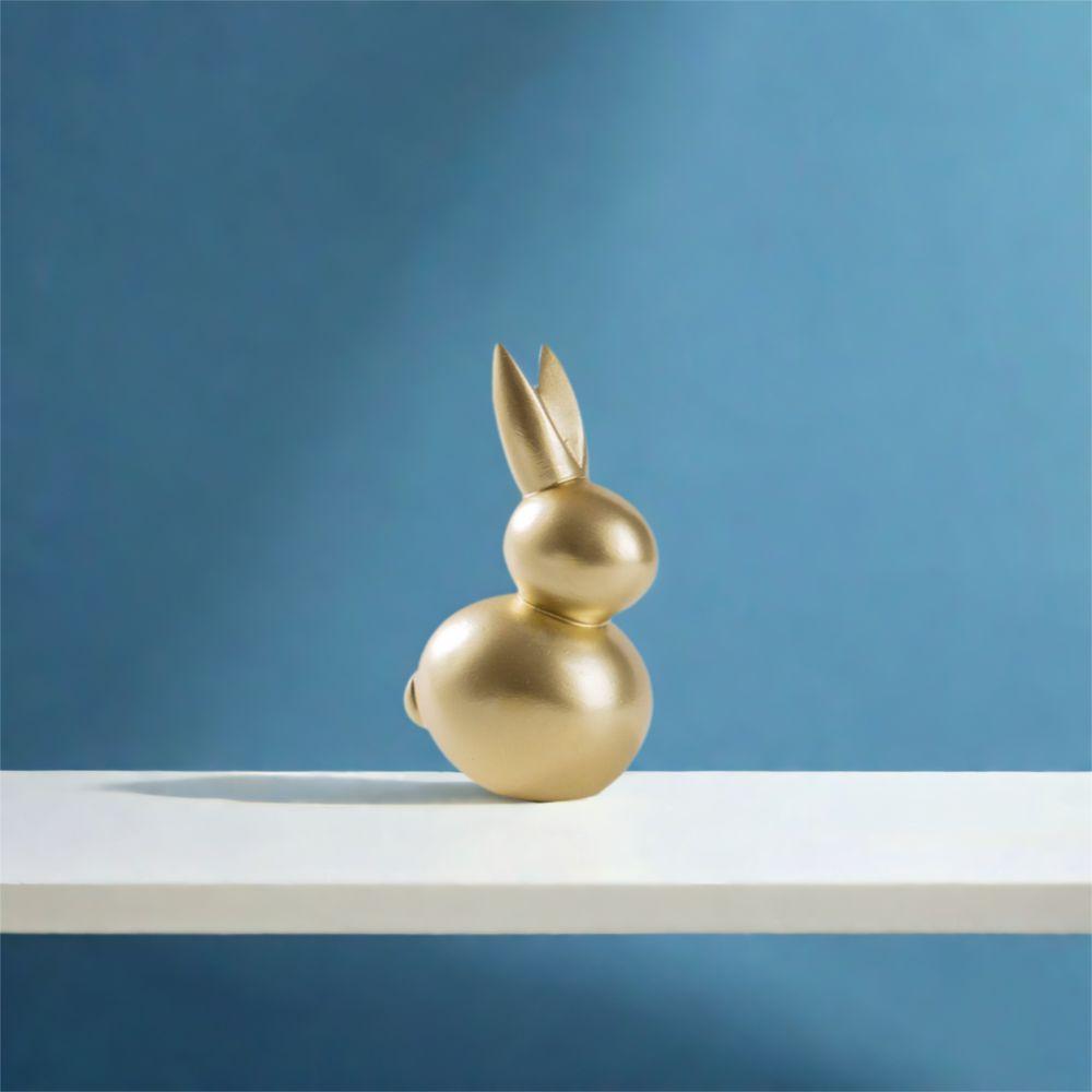 Modern Rabbit Statue Resin Miniatures Figurine Micro Landscape Model Golden Rabbit Ornament  Office