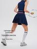 Set de Tenis Cai Jue pentru Femei: Top Polo Fără Mâneci și Fustă Pliată cu Dungi