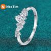 NeeTim Full Moissanite Rings for Women 925 Sterling Silver Marquise Cut Moissanite Lab Diamond Wedding Ring Gemstone Band