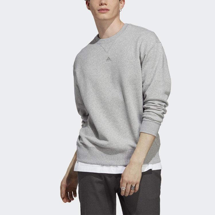 Adidas Logo Print Crewneck Sweatshirt Men Tops Grey IC9806