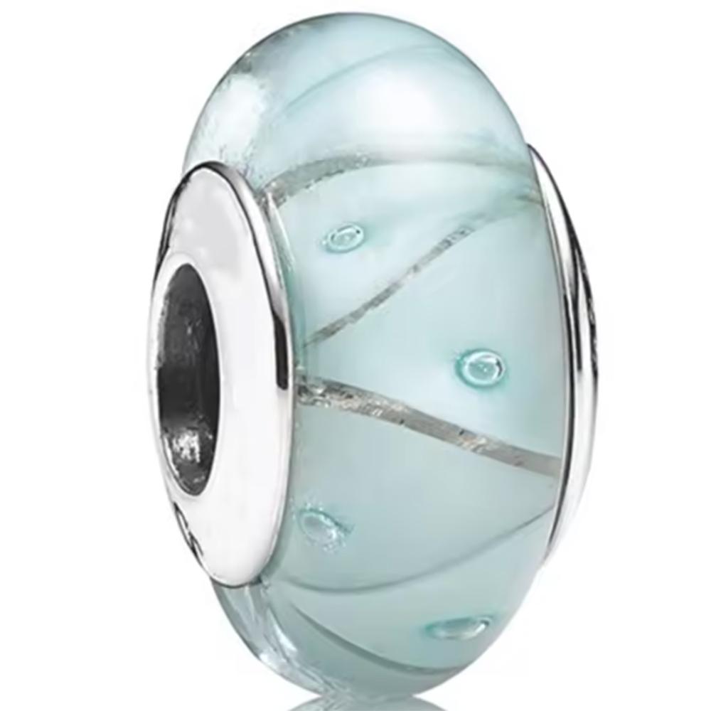 Brand New Authentic Original Copper Metal Flower and Leaf Cosmic Rainbow Charm Bead Component Murano Glass Bead Components Designed For Bracelet High