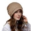 Koreanische Mode Vielseitige Damen Winter Strickwolle Beanie für Großen Kopfumfang