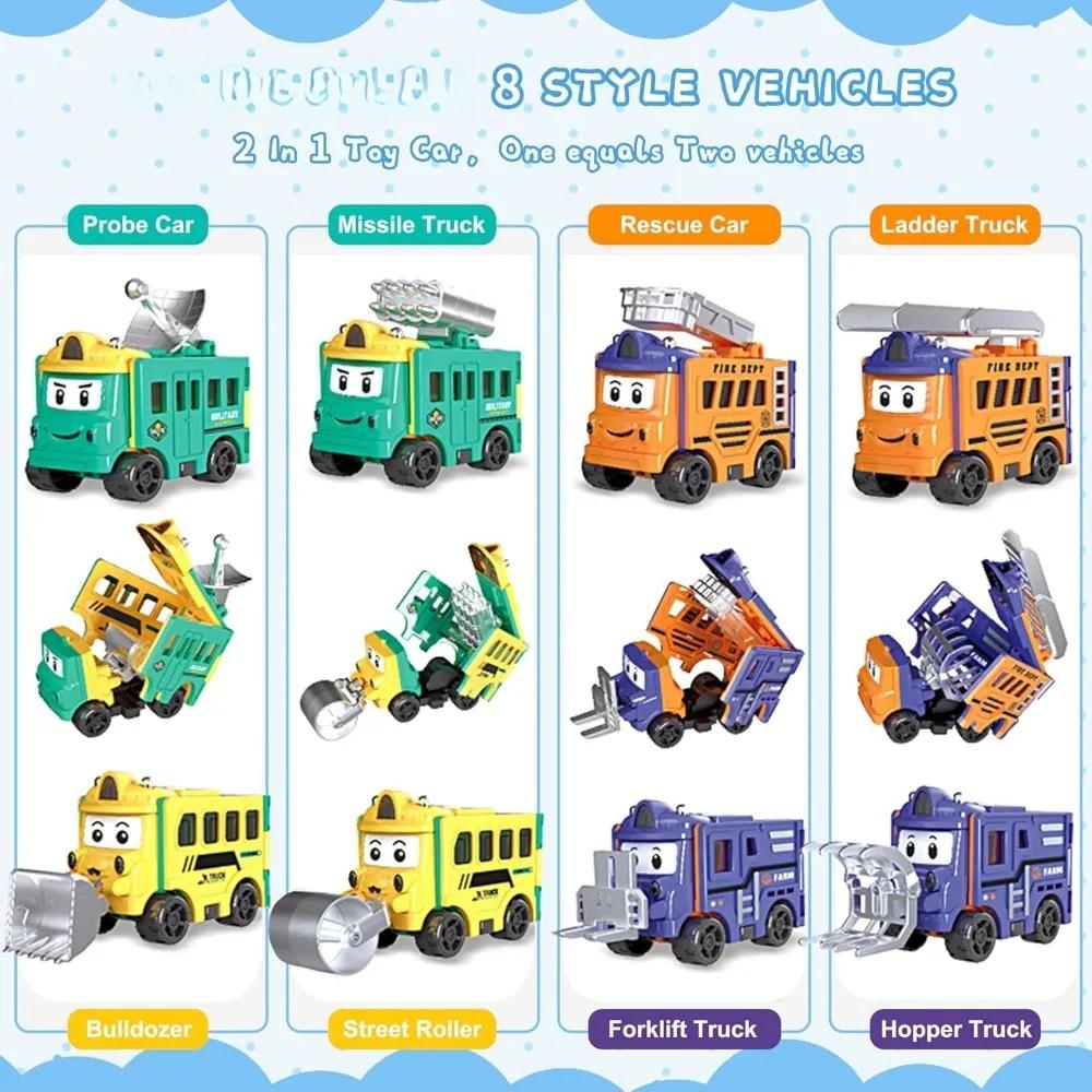 2-In-1 Transformation Pullback Flip Car Plaything Convertible Vehicle Construction Plaything For Kids Christmas Birthday Present For Young Boys Girls