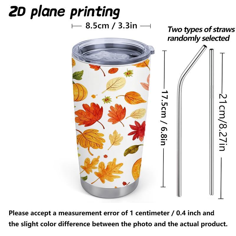 591ml Car Tumbler Autumn maple leaf elements Straw Cup Hot Cold Cup Leakproof Tumbler Gift Cup Stainless Steel Tumbler