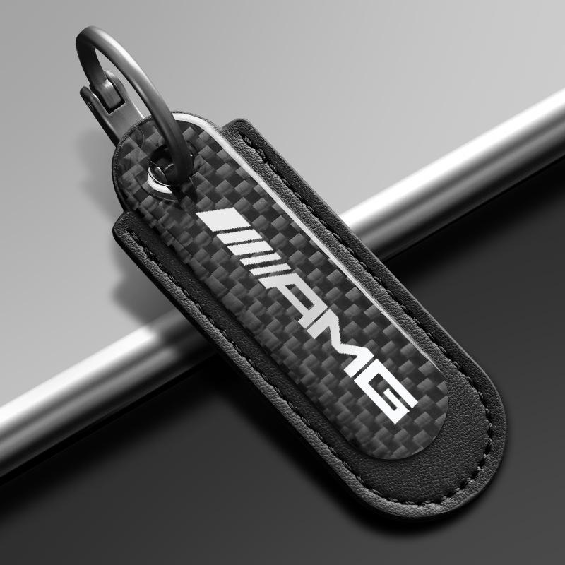 High Quality Carbon Fibre Leather Keychain Car Keyring For Mercedes Benz AMG W124 W202 W203 W204 W210 W211 W212 Accessories XP1