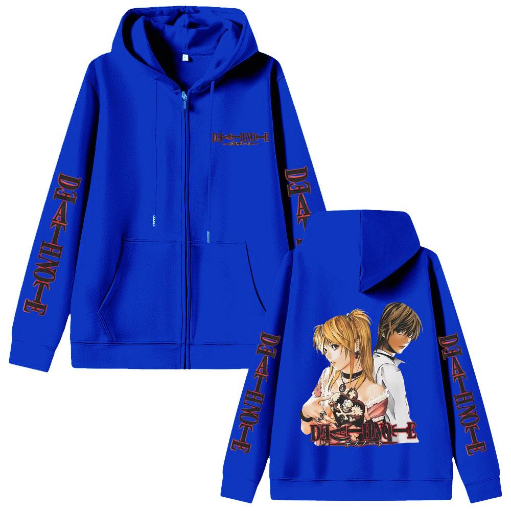Anime Death Note Misamisa & Yagami Light Zipper Hoodie Men Women Fashion Oversized Jacket Coat Male Cartoon Manga Zip Up Hoodies