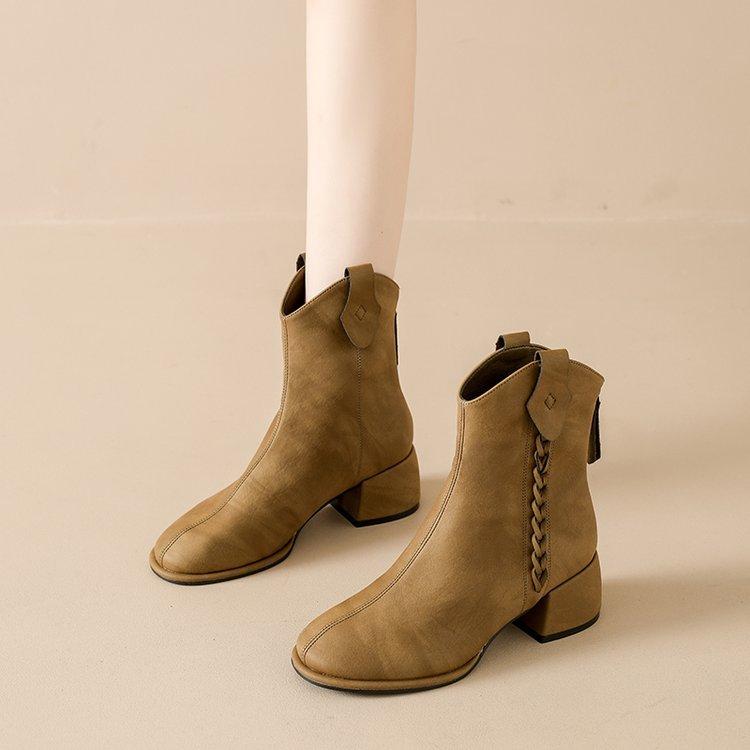 High-heeled Short Boots Women's 2025 Autumn New Fashion Versatile Retro Temperament Thick Heel Thin Boots British Martin Boots