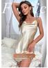 Sexy V-Neck Crisscross Strappy Backless Summer Pajama Dress for Women - Solid Color, Imitation Silk