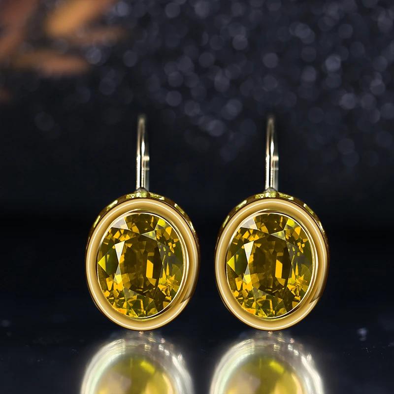 Dazzling Elegant Women Fashion Gold Color Earring Blue Hoop Earrings Female Wedding Jewelry Gifts Bijoux Femme
