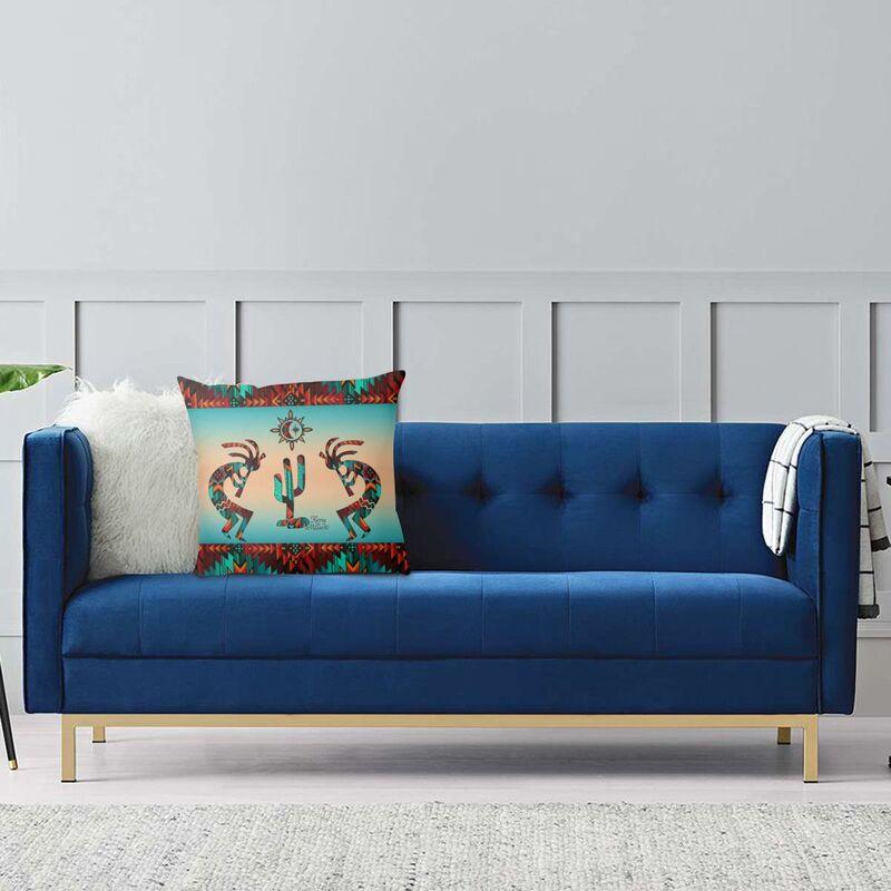 Soft Kokopelli Design With Tribal Zia Symbol Throw Pillow Case Home Decor Custom Cushion Cover 45X45 Pillowcover For Living Room