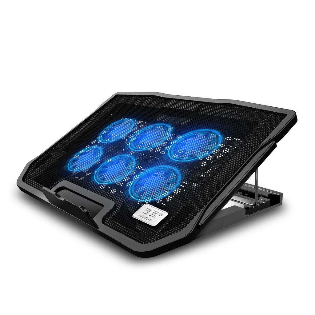 NUOXI H9 Height Adjustable 6 Fan Laptop Cooling Pad for 12-16 Inch Gaming Notebook Cooler Stock