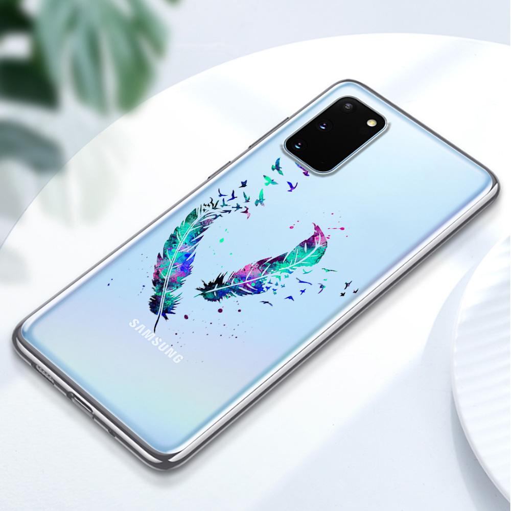 Colorful Feathers Case For Samsung Galaxy A53 A52 A52s A33 A32 A22 A13 5g A12 A03 A12 A50 A51 A70 A71 A72 A42 A11 Soft Tpu Cover