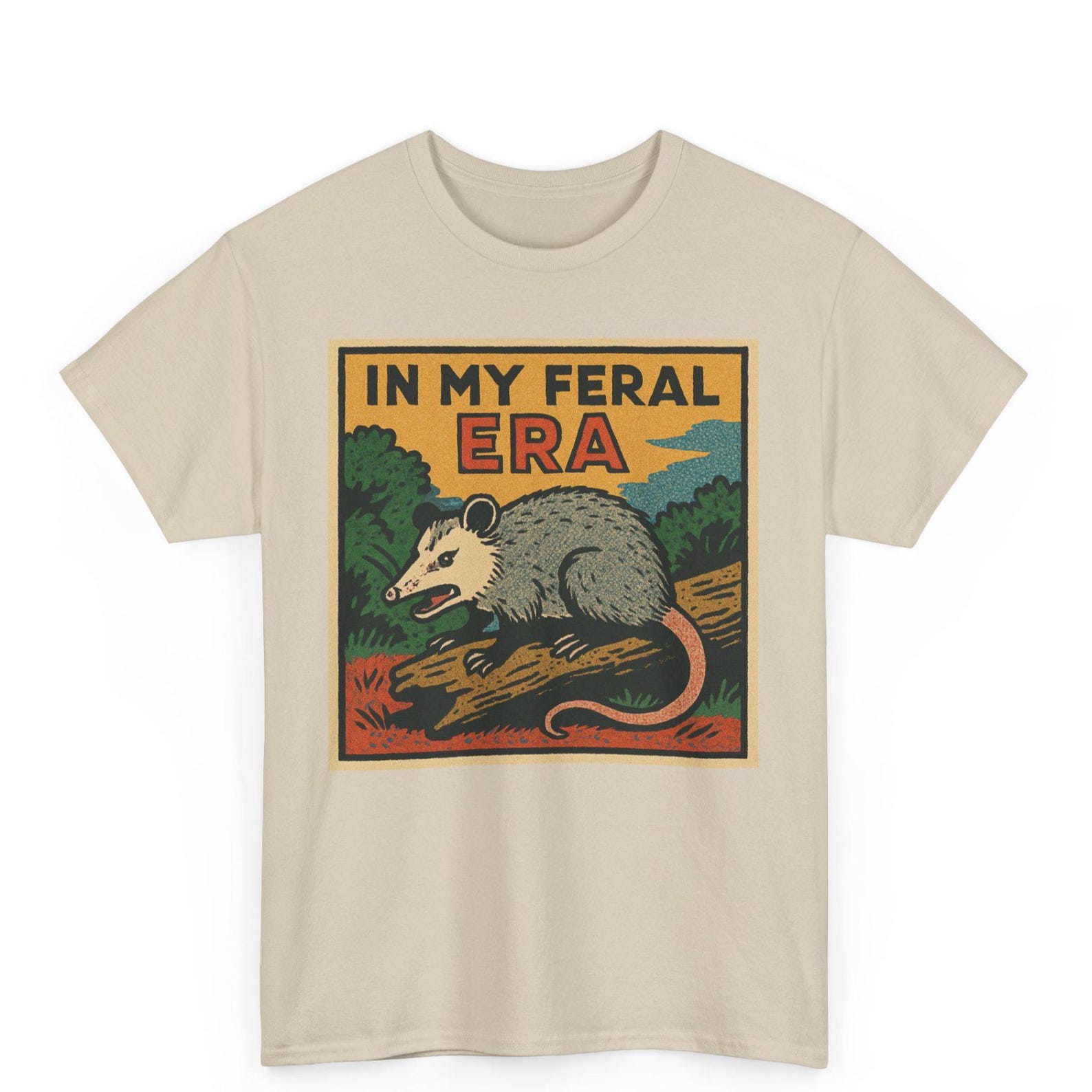 Feral Era Possum Comic T-Shirt: Retro Unisex Chaos Critter Tee S