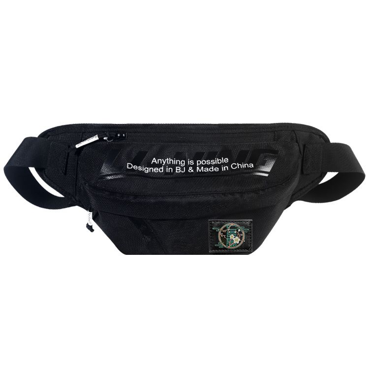 Li Ning Серия Футбол Модный тренд Принт Ткань Поясная сумка Обычные Мужские сумки Черный ABLS141-1 Black