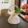 Luxuriöse Kristallglas Handtaschen-Vase, Elegante Glas-Korb-Blumenvase mit Kristallglasur-Finish für die Wohnkultur