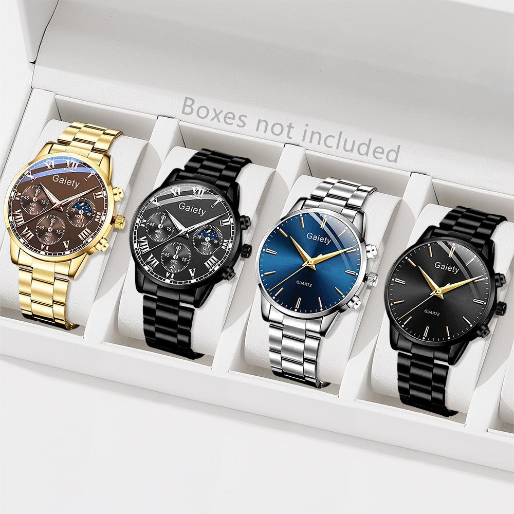 Men's Watch Casual Business Glass Quartz Watch Three-eye Calendar Fully Automatic Movement Watch Watch Large Dial Luminous