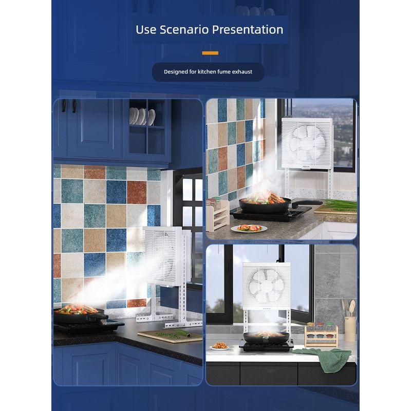 No-Drill Exhaust Fan for Kitchen Windows, No-Installation Exhaust Fan, Powerful Window-Mounted Ventilation Fan
