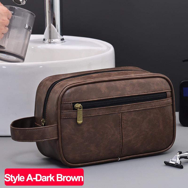 Waterdichte PU Leer Mannen Zakelijke Reizen Toiletartikelen Tas Scheer Cosmetische Organizer Pouch