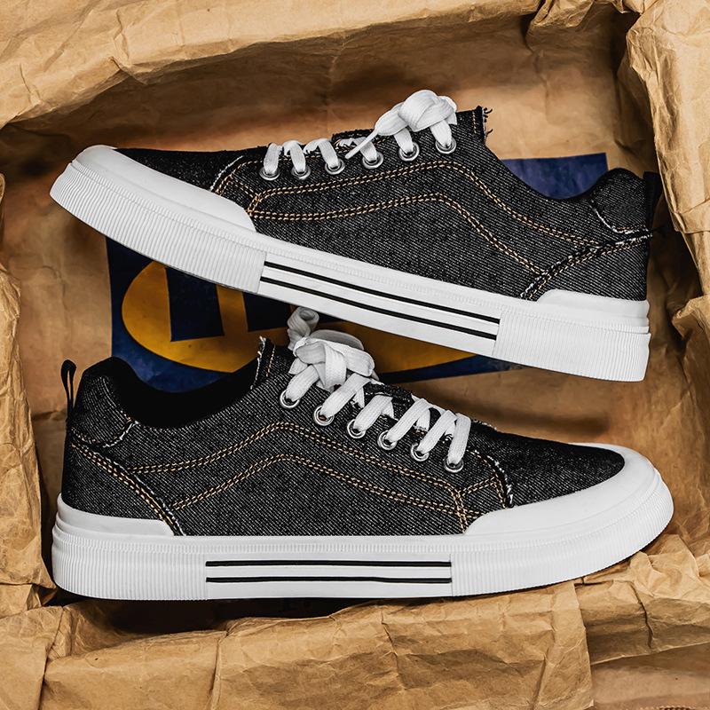 Scarpe casual da uomo in denim a taglio basso, taglia grande, stile coreano, versatili scarpe da skate per primavera e autunno