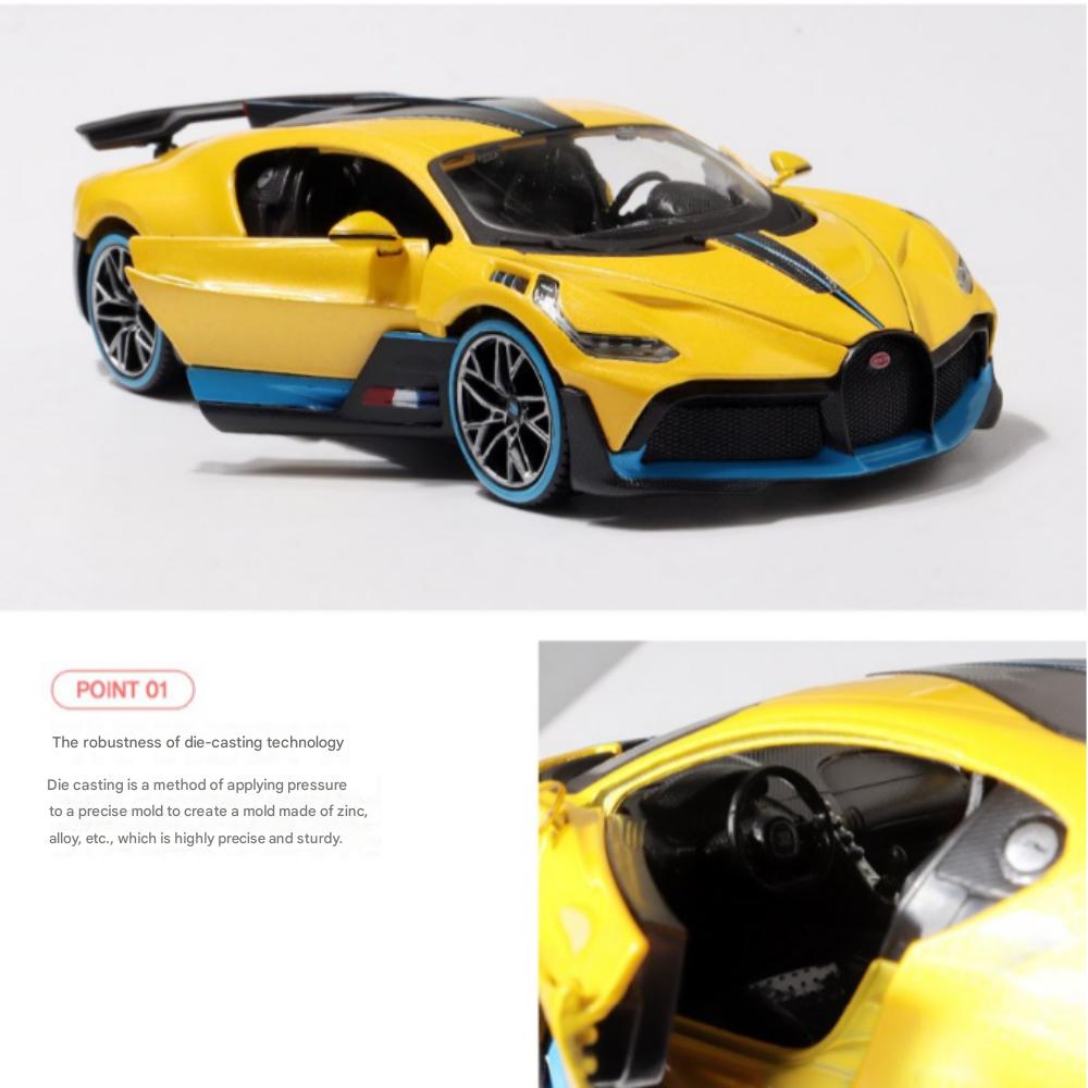 Maisto 1:24 Bugatti Divo Car Diecast Alloy Model, Yellow, 1 Piece