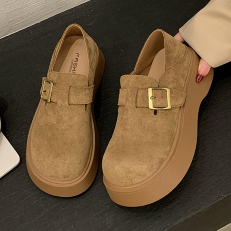 Fashion Women Platform Buckle Flats Shoes 2025 Autumn Designer Classical Loafers Shoes New Fashion Casual Sneakers Walking Zapatillas