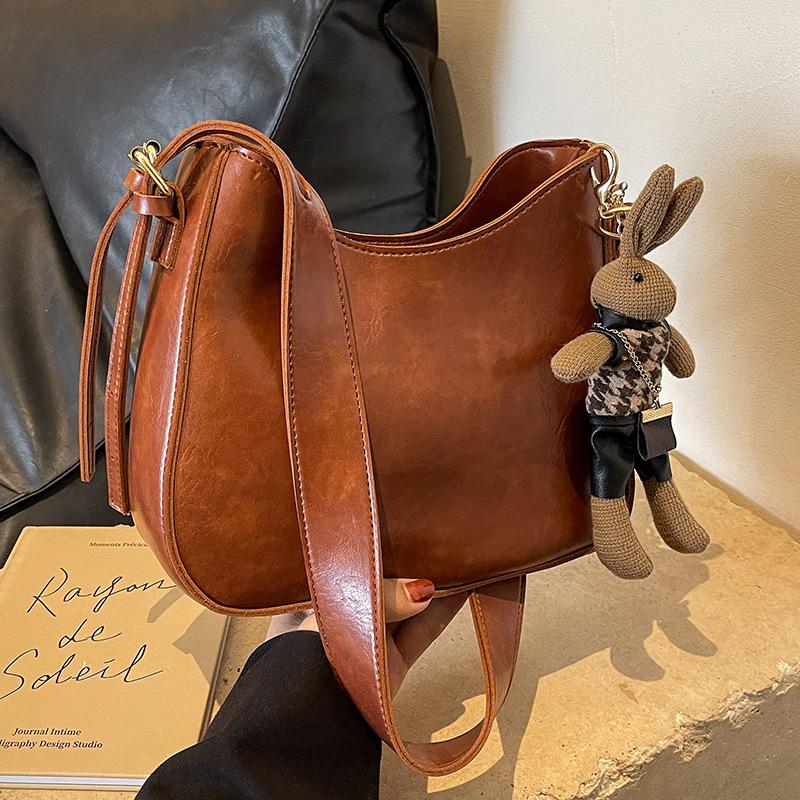 

Bag Ladies 2024 New Autumn and Winter Crossbody Large Capacity Bucket Bag Retro Versatile Premium Fashion Shoulder Bag коричневий