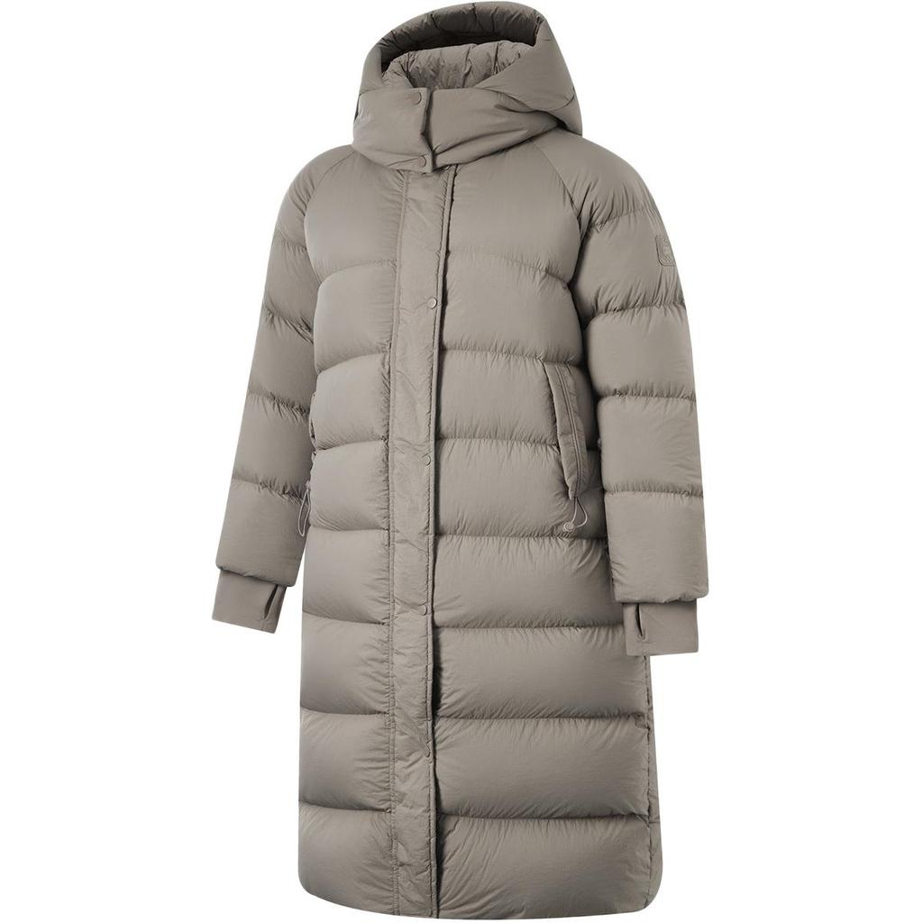 Li Ning Bequeme Lässige Einfache Unifarbene Lockere Kältebeständige Warme Outdoor Lange Kapuzen-Reißverschluss-Daunenjacke Damen Oberbekleidung AYMU090-3