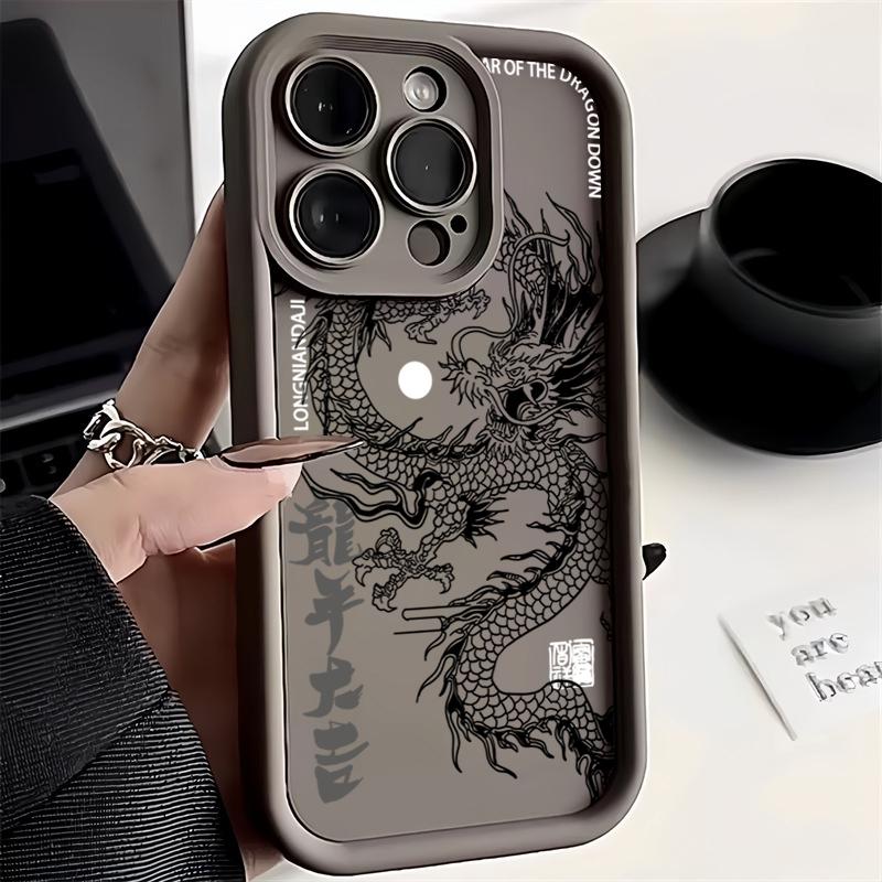 Illusoir Chinese Draak Siliconen Telefoonhoesje Voor iPhone 17 16E 16 15 14 13 12 11 Pro Max XS X XR 7 8 Plus Schokbestendige Hoes For iPhone 12