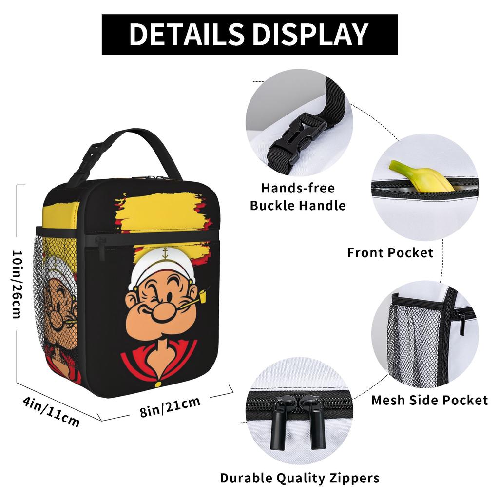 P-popeyes Accessories Insulated Lunch Tote Bag For School Food Box Portable Thermal Cooler Lunch Box
