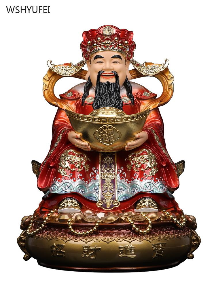 Buddha Statues of Wealth for Home, Resin Crafts, Shop Feng Shui Ornaments, Buddhist Worship, 12inch, 1PCs