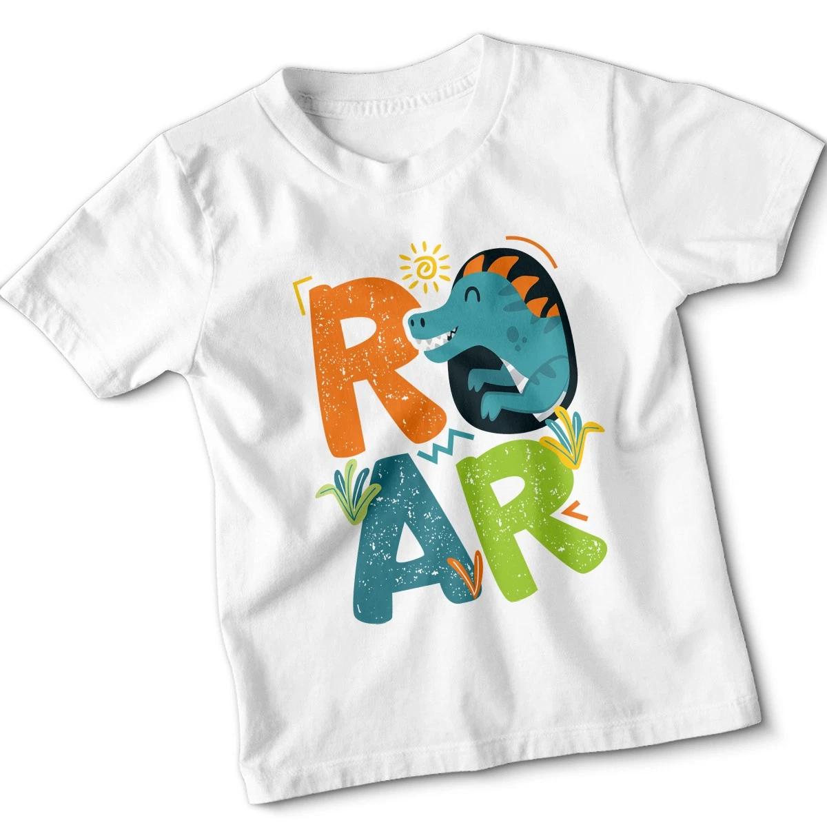 Roar Dinosaur T-Rex Boys T-Shirt Cool Animals Kids Adventure Tee 3XL