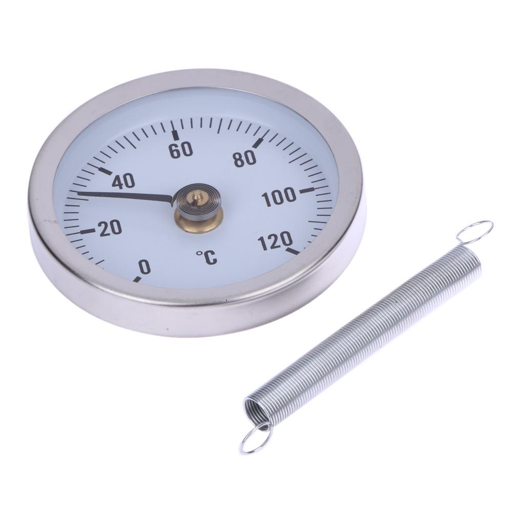 0-120℃ Stainless Steel Clamp-on Tube Thermometer 63mm Clip On Thermometer Spring for Measuring Temperatures of Hot Water Pipes