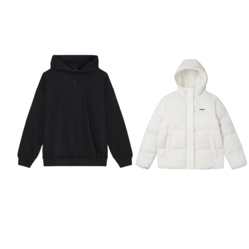 

Adidas Свободный крой с капюшоном, пуловер, толстовка, пуховик, повседневный спортивный комплект, топы унисекс JL9592+IZ4907 XS