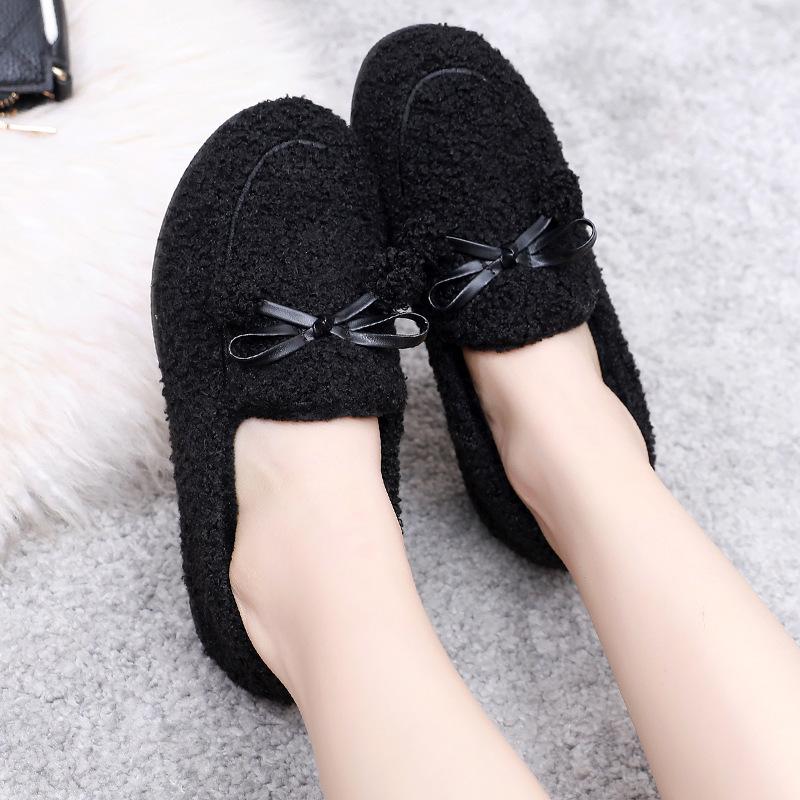 2025 Winter New Old Beijing Cloth Shoes Velvet Warm Daily Home Indoor Women's Cotton Slippers One Foot Cotton Shoes