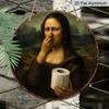 2D Flat, 1pc Funny Mona Lisa Covering Nose Restroom Aluminum Sign - Vintage Bathroom Wall Decor, Waterproof Rust-Proof Wall Plaque, Suitable for