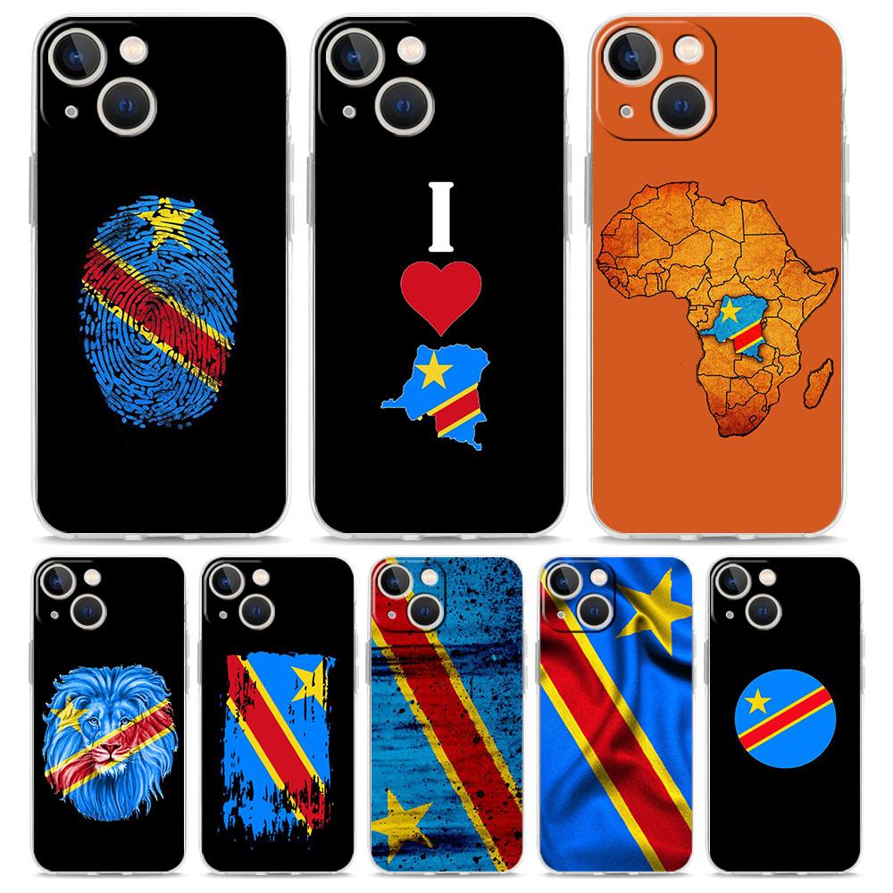 Congo Flag Luxury Transparent Phone Case For iPhone 15 14 13 12 Mini 11 Pro Max XS X XR SE 7 8 Plus Silicone Clear Cover