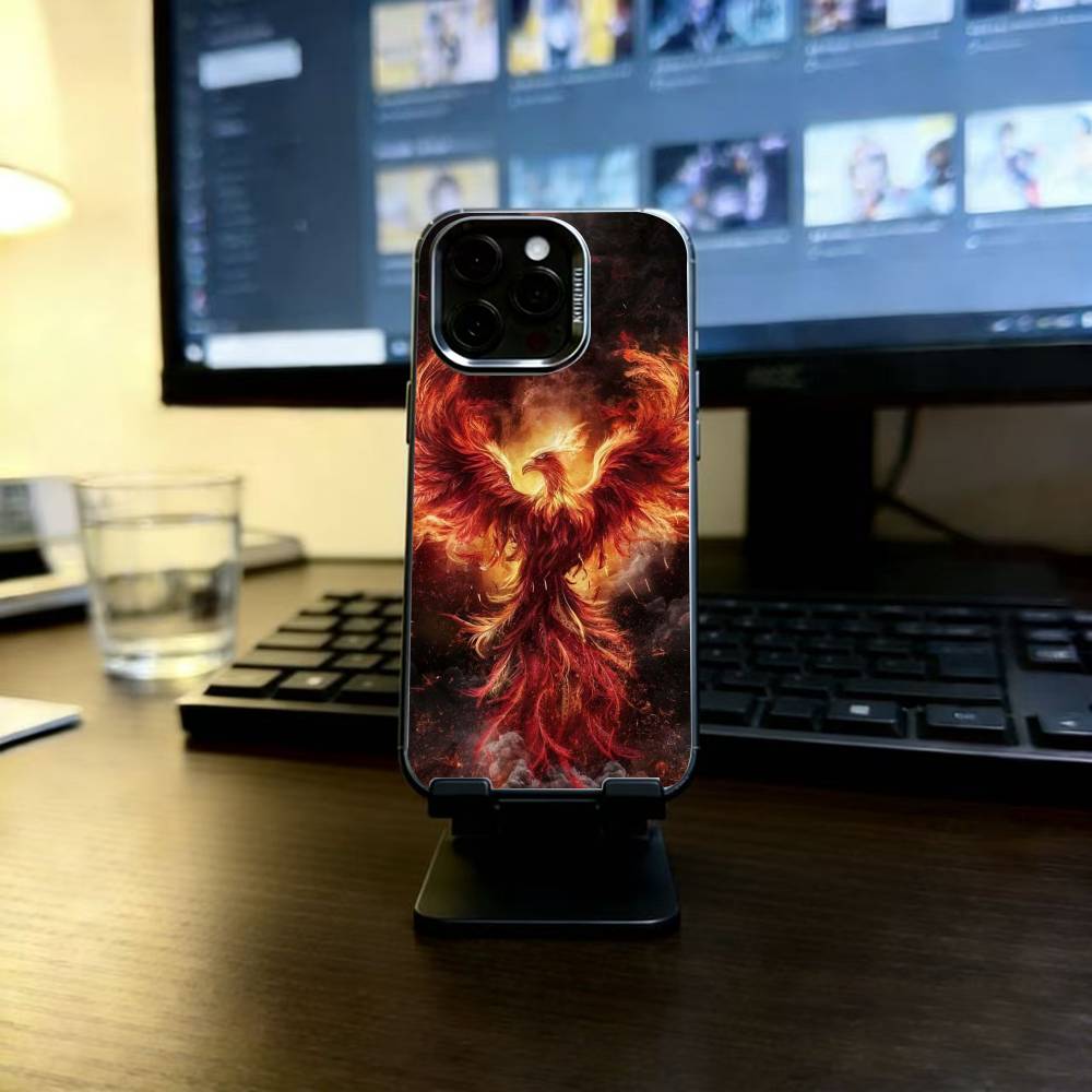 

Cool P-Phoenix Phone Case For iPhone 17,16,15,14,13,12,11 Plus,Pro Max,XS,Colorful Silver Phone case Funda Cover iPhone16