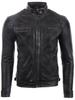 Men's Real Leather Crosshatch Shoulder Detail Fashion Jacket (44T9)