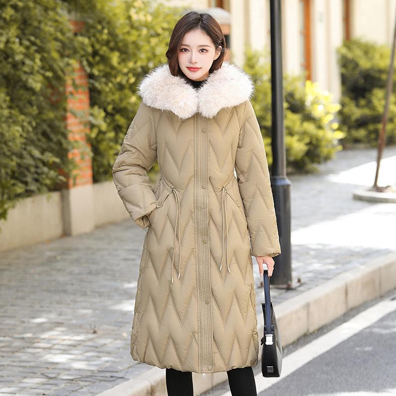 Women's Long Big Fur Collar Down Cotton Cotton Coat