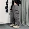 American Style Men's Workwear Casual Wide-Leg Pants with Drawstring and Cuffed Hem
