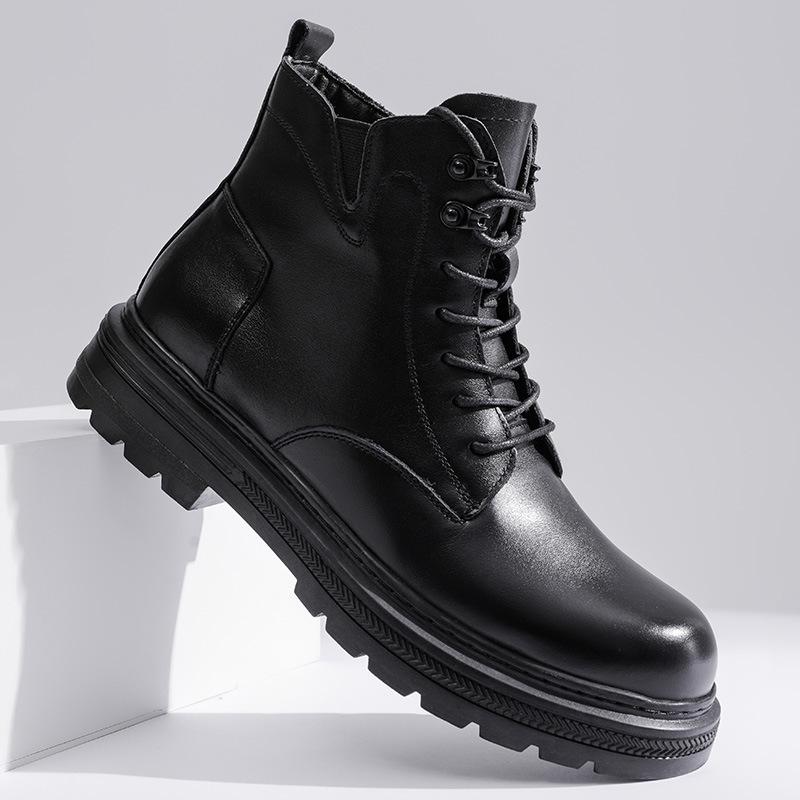 The First Layer of Cowhide Martin Boots Men's Autumn and Winter Velvet Warm Men's Boots Tooling Trend Leather Men's Leather Boots Explosion