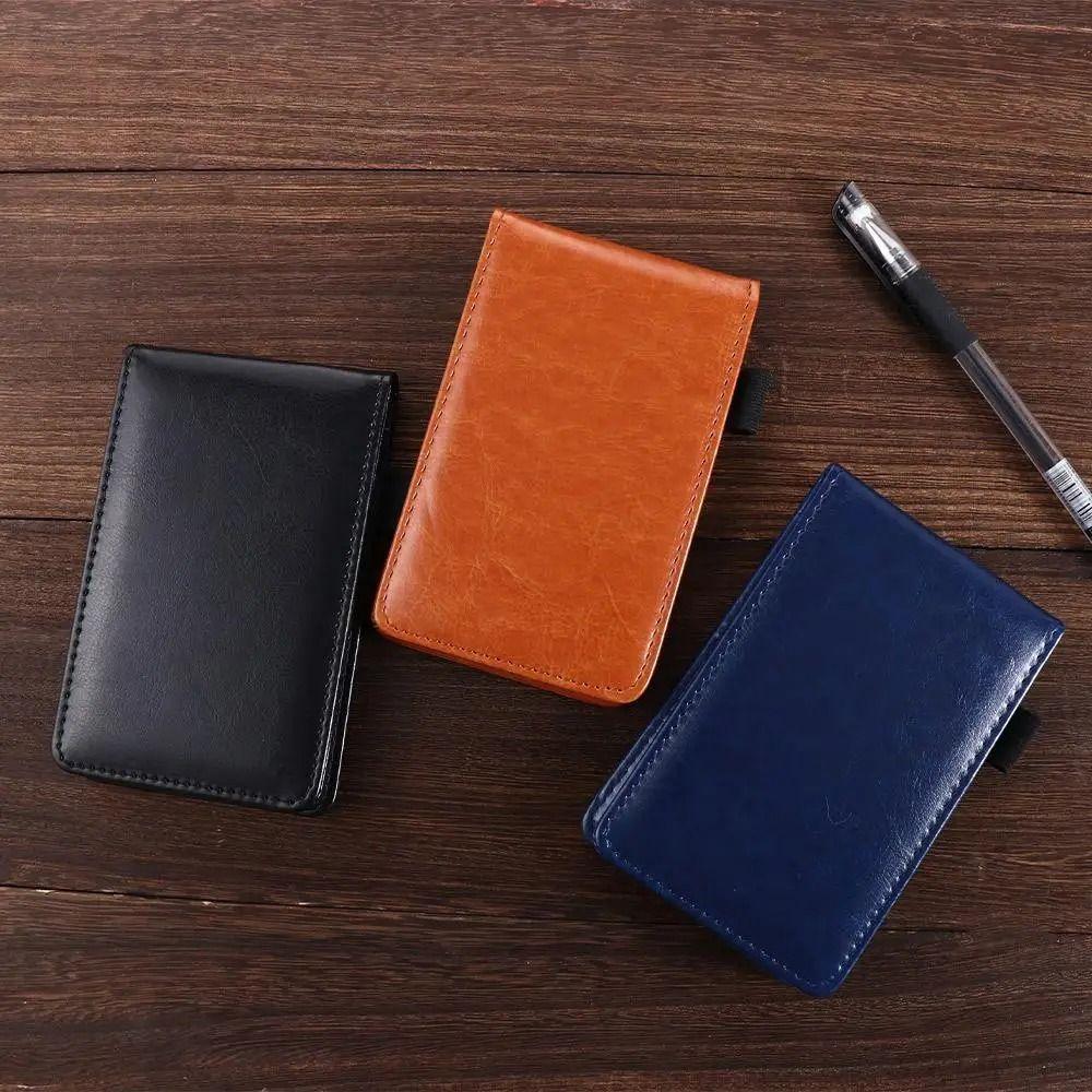 Leather Cover Pocket Notepad Lined Paper Business Memos Retro Portable Planner Office Use